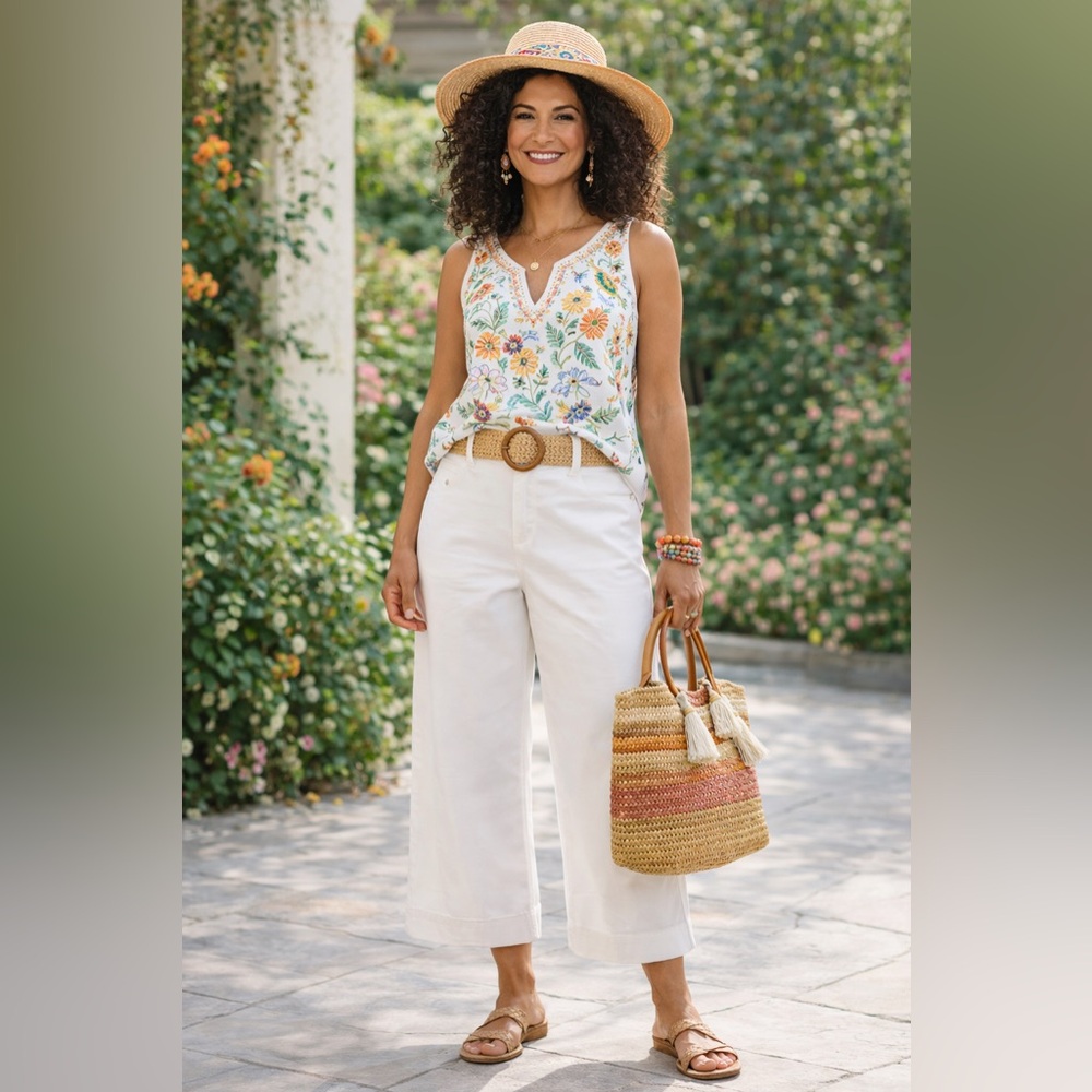 SPANX Cropped Wide Leg Bright White Pants| NWT| Summer Chic